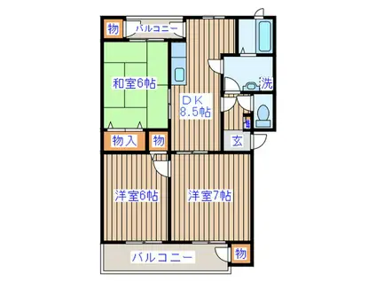 エクセルディアコート(3DK/4階)の間取り写真