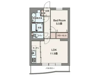 プレミアムコートみなみ野Ⅱ(1LDK/2階)の間取り写真