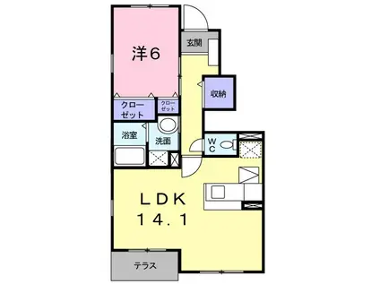 ノートルハウスⅡ(1LDK/1階)の間取り写真