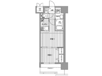 エンクレスト大橋(2K/2階)の間取り写真