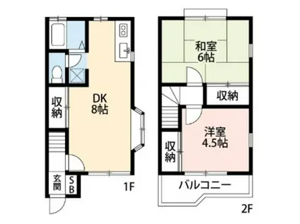 KE6番館A棟(2DK/2階)の間取り写真