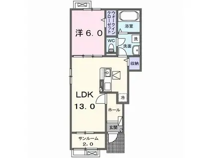 オルゴール具同I(1LDK/1階)の間取り写真