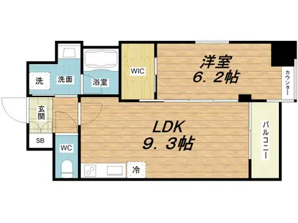 VINOプレジオ本町(1LDK/13階)の間取り写真