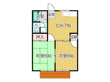 ハイツベルヴュー(2DK/1階)の間取り写真