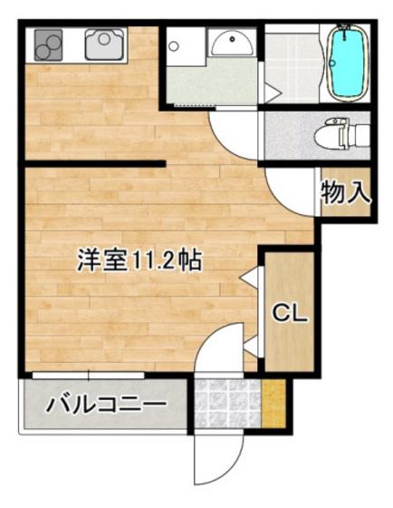 エスポワールT VIII(ワンルーム/1階)の間取り写真