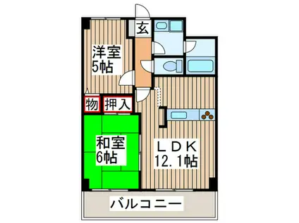 南浦和パインマンション(2LDK/4階)の間取り写真