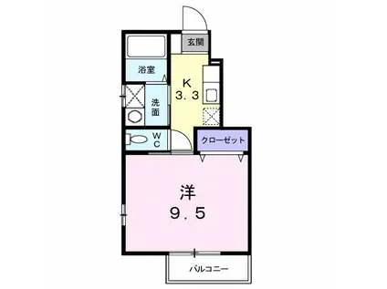 サンフラワーあたご(1K/1階)の間取り写真