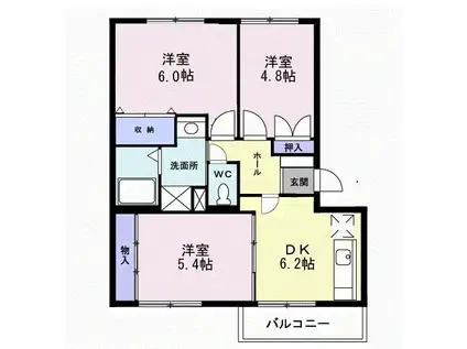 サンリーフ湘南(3DK/1階)の間取り写真