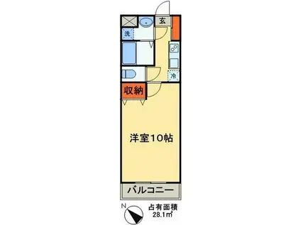カーサノザキⅦ(1K/1階)の間取り写真