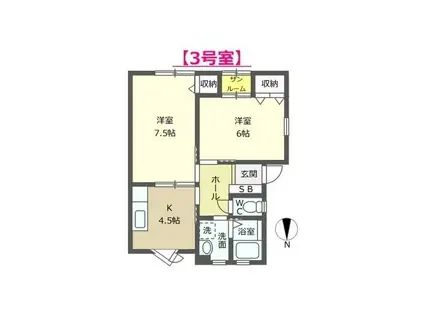 ソルジェンテ(2K/1階)の間取り写真