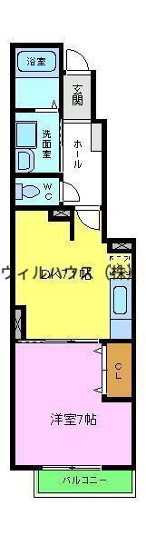 シーカン2(1DK/1階)の間取り写真