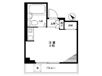 相良ビル(ワンルーム/2階)の間取り写真
