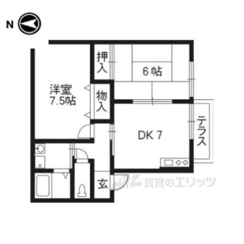 ガーデンヒルズ州見(2DK/1階)の間取り写真