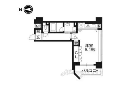 ライオンズ京都四条烏丸レジデンス(1K/4階)の間取り写真