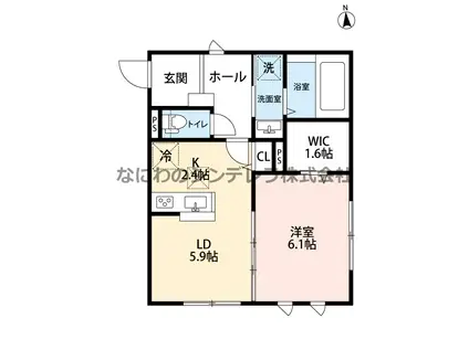 PURECOURT ABIX(1LDK/1階)の間取り写真