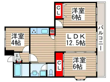 南流山グリーンハイツ(3LDK/4階)の間取り写真