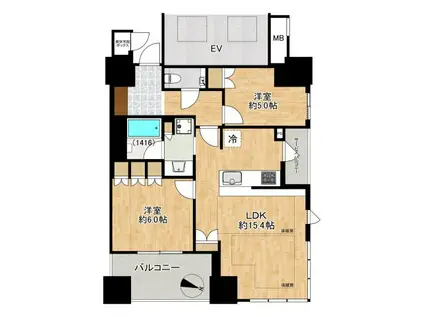 ザ・パークハウス大阪梅田タワー(2LDK/29階)の間取り写真