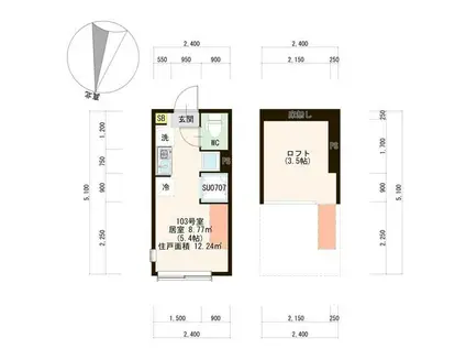 LUKE 徳丸(ワンルーム/1階)の間取り写真