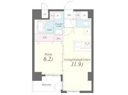 ドムス両国(1LDK/2階)の間取り写真