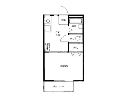 サニーサイド南大沢A棟(1DK/1階)の間取り写真