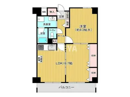 グレーシィ天神橋(1LDK/6階)の間取り写真