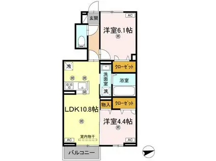 ブルージュ(2LDK/1階)の間取り写真