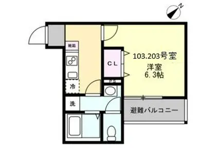 藤沢本町Bアパート(1K/1階)の間取り写真