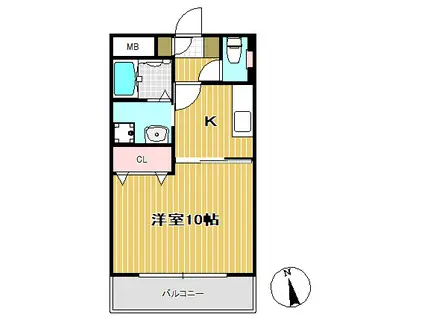 五橋ライフ(1K/2階)の間取り写真