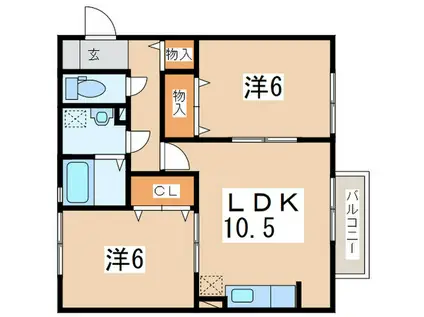 グローリアスC(2LDK/2階)の間取り写真