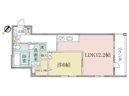 ヘーベルヴィレッジ北浦和元町(1LDK/3階)の間取り写真