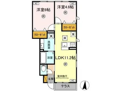 PREMIER COULEUR(2LDK/1階)の間取り写真