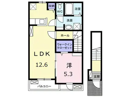 アプファールドI(1LDK/2階)の間取り写真