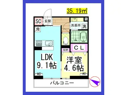 DL アンスリウム湘南台(1LDK/1階)の間取り写真