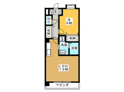 メルベーユ稲川(1LDK/4階)の間取り写真