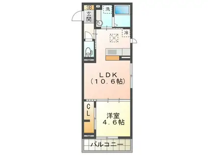 D-CHAMBRE 芝田(1LDK/1階)の間取り写真