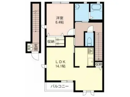 ファーブルタウンII(1LDK/2階)の間取り写真