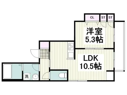リキッドブルー湘南(1LDK/2階)の間取り写真