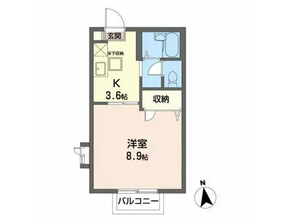 アルシオネ泉(1K/1階)の間取り写真