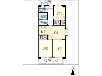 ANNEX M I(3DK/4階)の間取り写真