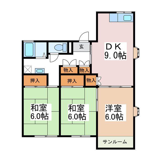 ビレッジ青島(3DK/3階)の間取り写真