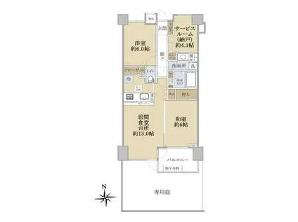 東急ドエルアルス目白台(2SLDK/1階)の間取り写真