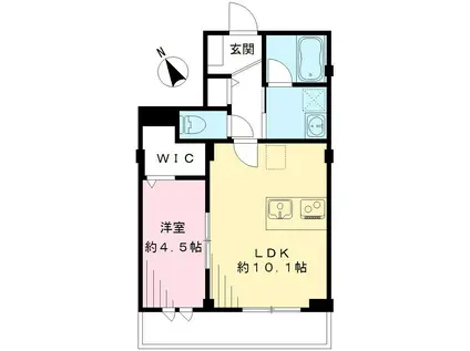 フロール多摩川(1LDK/1階)の間取り写真