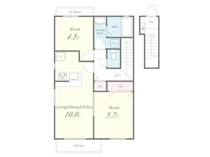 カーサ・ペルソナ(2LDK/2階)の間取り写真