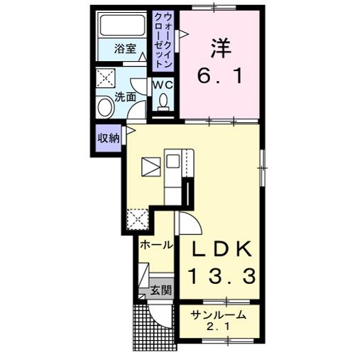 リラ クオーレ(1LDK/1階)の間取り写真