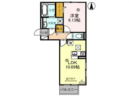 グレイスファミーユ(1LDK/1階)の間取り写真