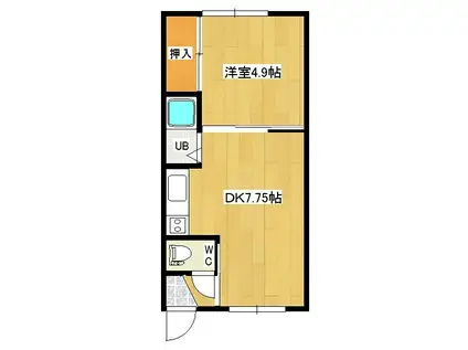 レジデンスFK(1DK/2階)の間取り写真