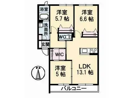グランマストティアラB棟(3LDK/2階)の間取り写真