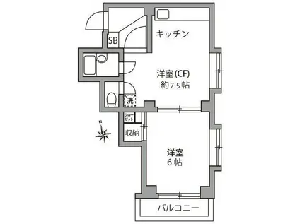 メゾンドパルク(1DK/3階)の間取り写真