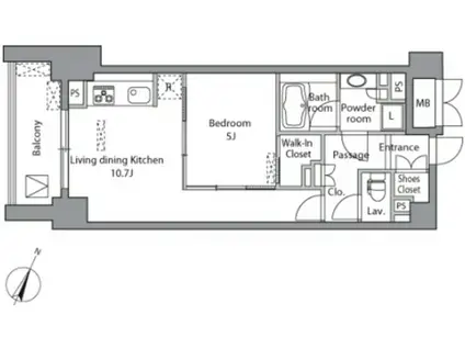 レジディア水道橋(1LDK/3階)の間取り写真