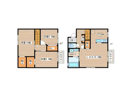ブライトハイムD(3LDK/1階)の間取り写真